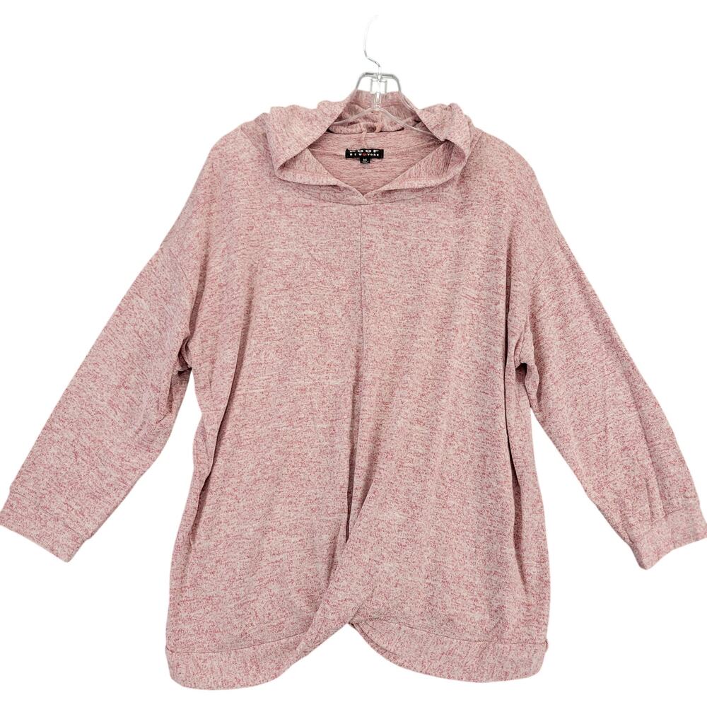 Poof Red Heather Knit Sweater Twist Waist Hooded 3/4 Sleeve Classic Women Size M